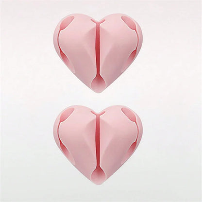 2Pcs Heart-Shaped Mini Cable Winder Organizer USB Charging Cable Clips Desk Tidy Organiser Holder Protectors in Home Office Car