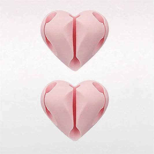 2Pcs Heart-Shaped Mini Cable Winder Organizer USB Charging Cable Clips Desk Tidy Organiser Holder Protectors in Home Office Car
